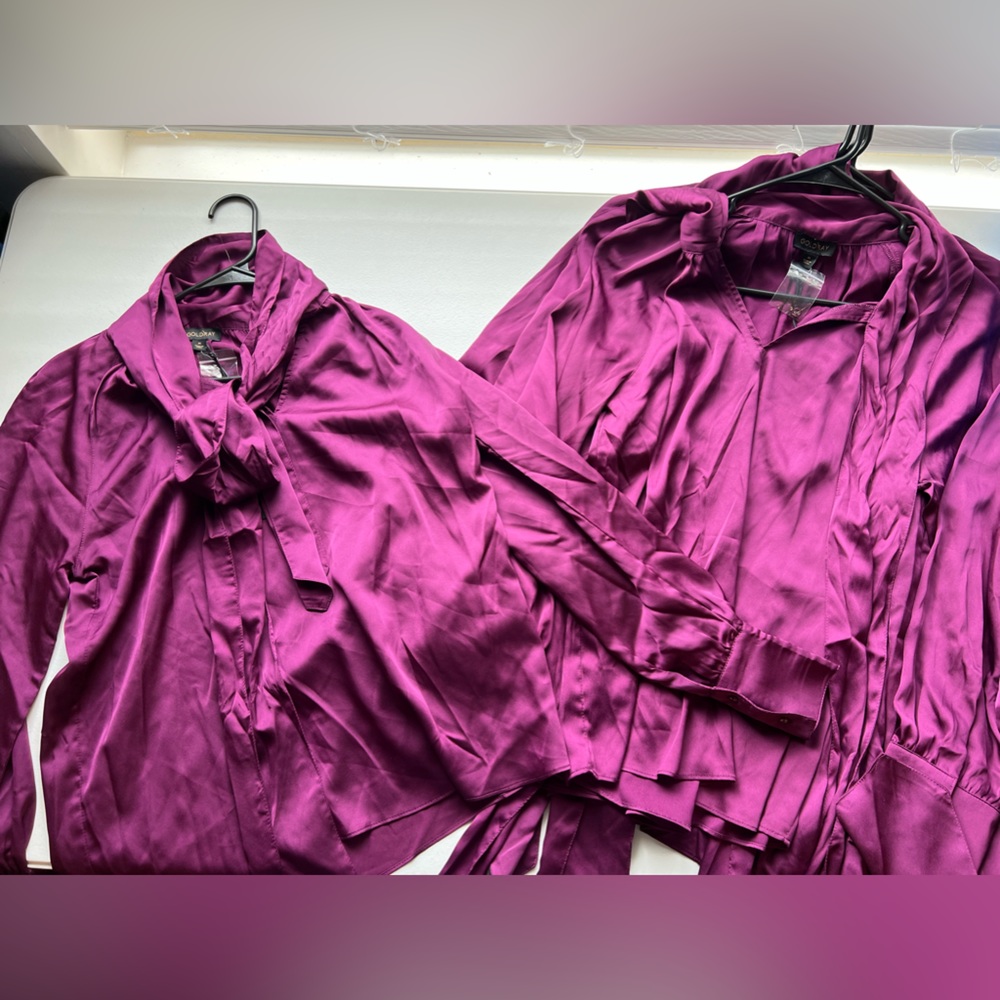 Satin purple blouses